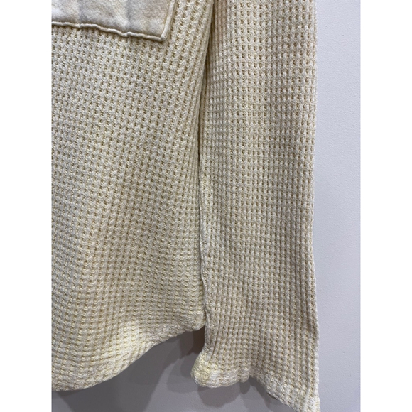 BucketList Waffle Knit Oversized Relaxed Shacket Shirt Womens Small Yellow - Picture 4 of 8